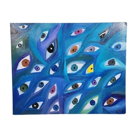 Signed Eyes Painting on Board 'Window to the Soul'
