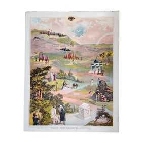 Odd Fellows Masonic 1890 From Jericho to Jerusalem Lithograph