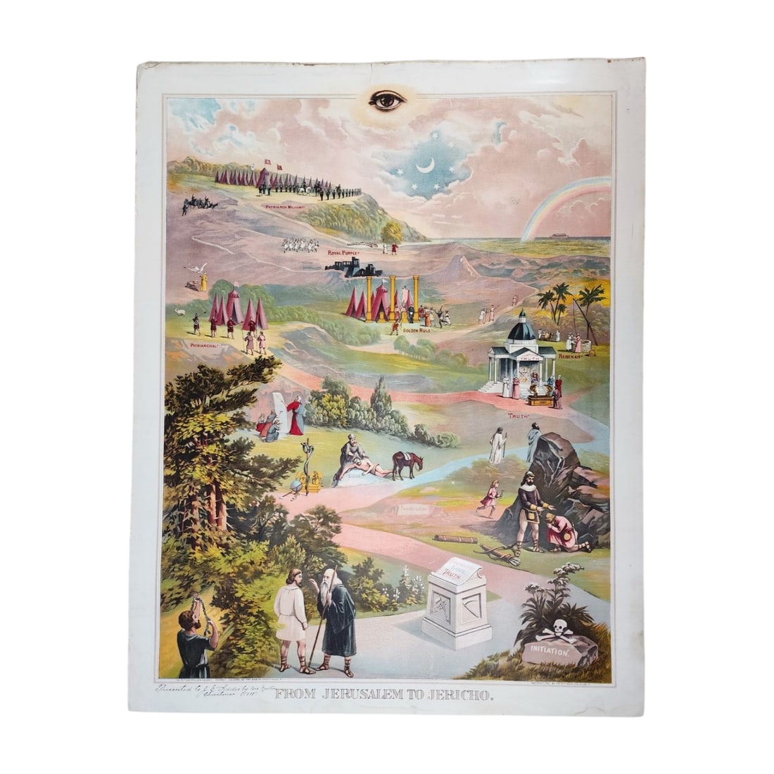 Odd Fellows Masonic 1890 From Jericho to Jerusalem Lithograph (1 of 6)