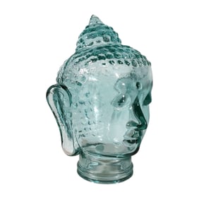 Large Glass Buddha Head Sculpture Made in Spain