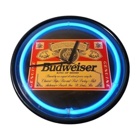 Vintage Budweiser Neon Clock Advertising