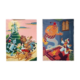 Vintage Paint by Numbers Aladdin & Wizard of OZ Paintings