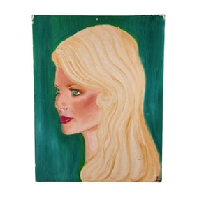 Vintage Young Woman Portrait Student Art Painting