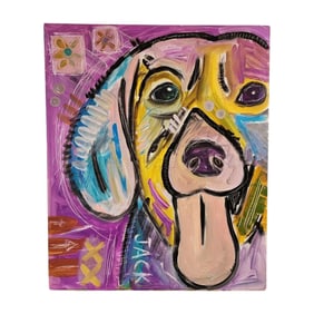 Abstract Expressionist Dog Painting on Canvas