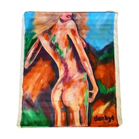 Large 4' x 5' Rolled Canvas Nude Woman Abstract Expressionist Painting