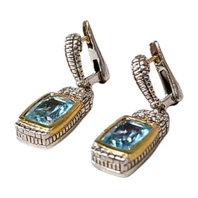 Judith Ripka 18k & .925 Sterling Silver Topaz Earrings