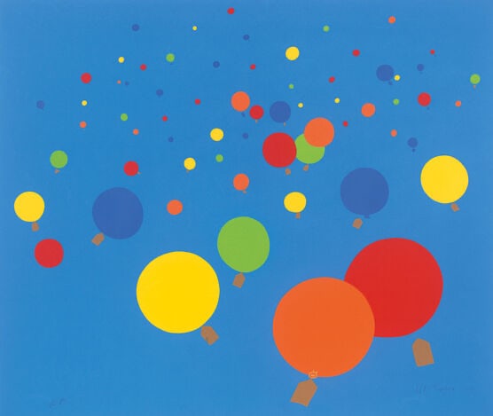 Nicholas Monro (British, 1936-2022) The Balloon Race, "1970" Print: Nicholas Monro (British, 1936-2022) The Balloon Race, "1970" Print. 26.25 x 31.25 inches. Please be aware that all lots in our auctions are sold "AS IS," in accordance with the Terms & Conditions of t