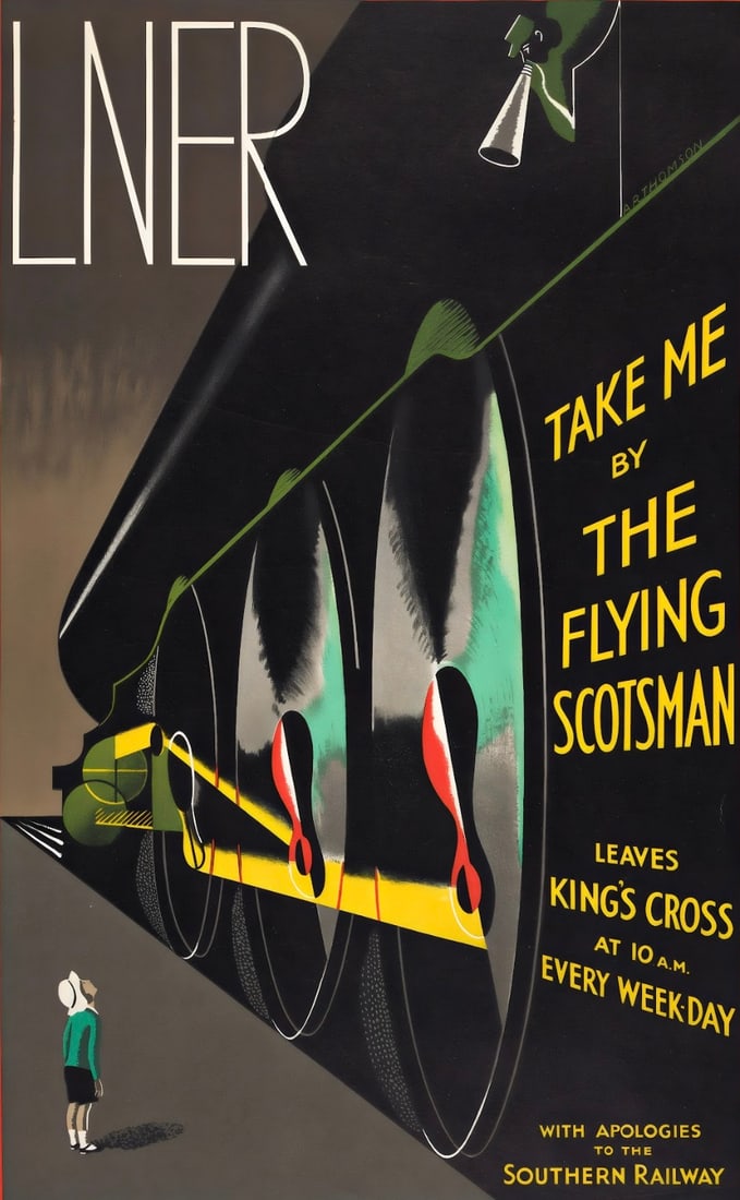 Railway Poster: Raileway Poster. Bonded to fabric. Large size. Please be aware that all lots in our auctions are sold "AS IS," in accordance with the Terms & Conditions of the Auction. Condition descriptions and pric