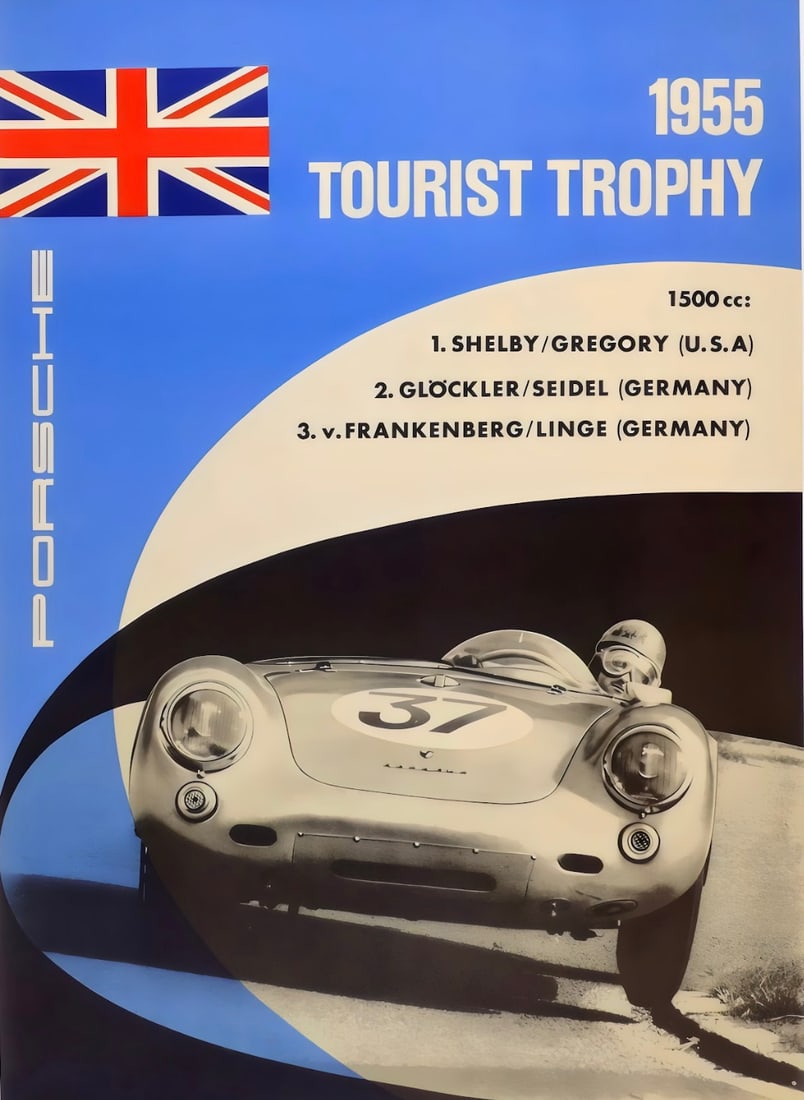 Porsche Poster: Porsche Poster. Bonded to fabric. Large size. Please be aware that all lots in our auctions are sold "AS IS," in accordance with the Terms & Conditions of the Auction. Condition descriptions and price