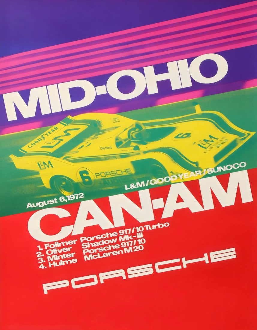 Porsche Racing Poster: Porsche Racing Poster. Bonded to fabric. Large size. Please be aware that all lots in our auctions are sold "AS IS," in accordance with the Terms & Conditions of the Auction. Condition descriptions an