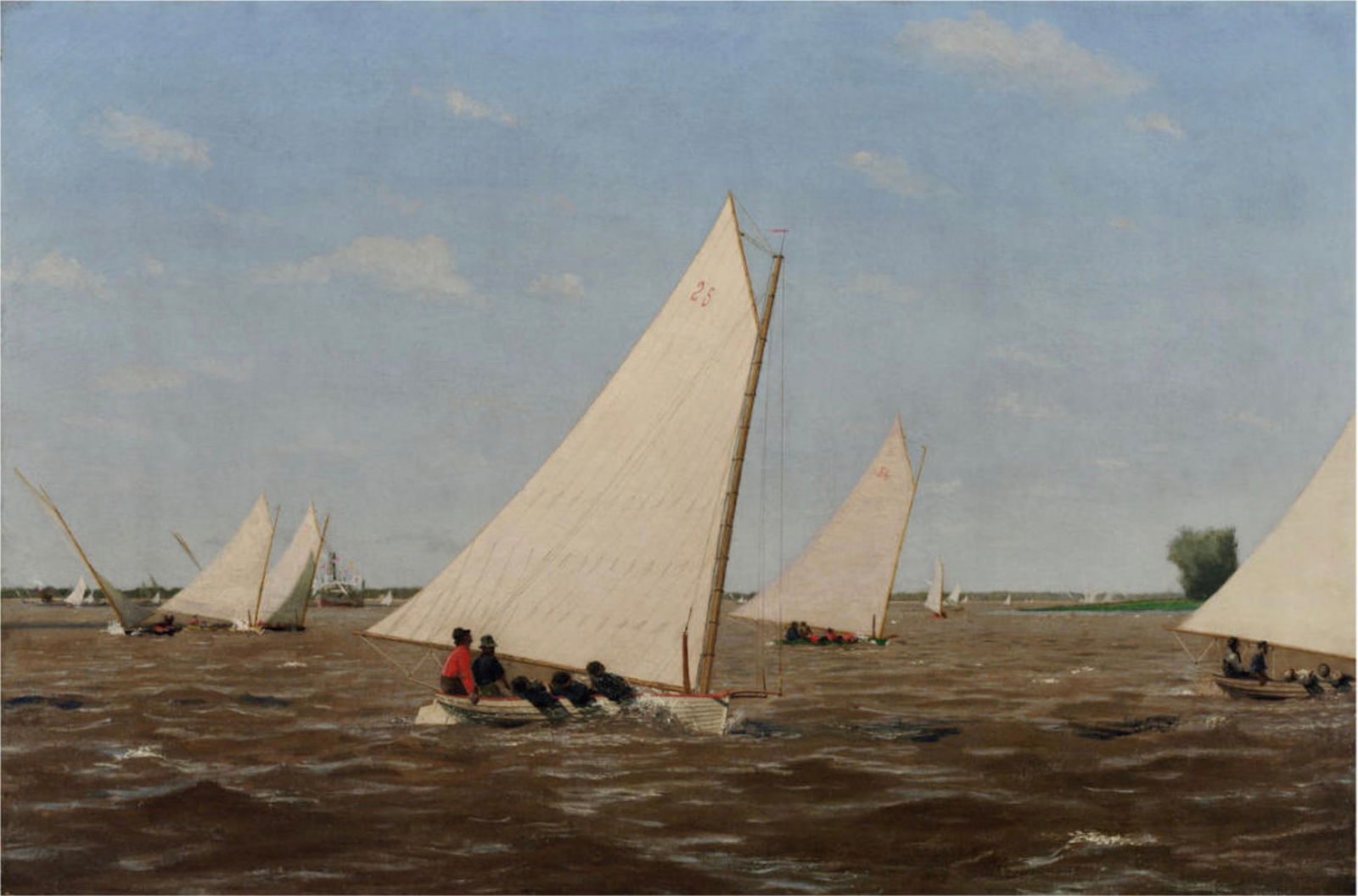 Thomas Eakins (American, 1844-1916) Sailboats Racing, "1874" Print: Thomas Eakins (American, 1844-1916) Sailboats Racing on the Delaware, "1874" Print. 40.00 x 26.20 inches. Please be aware that all lots in our auctions are sold "AS IS," in accordance with the Terms &