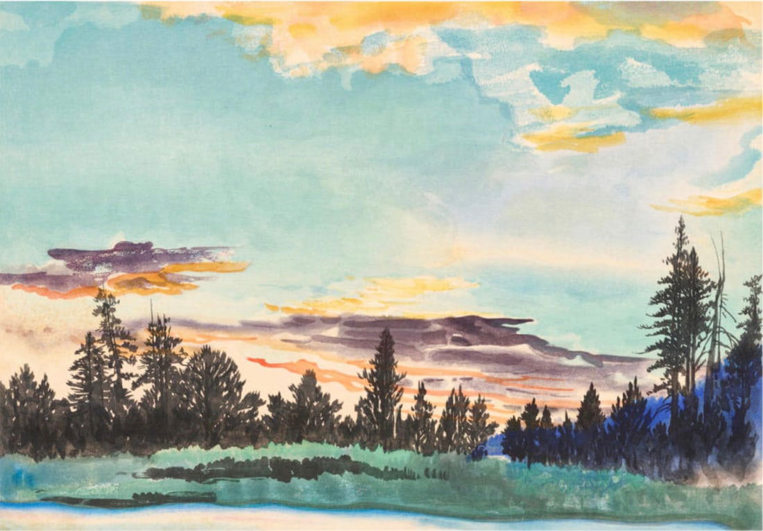 Chiura Obata (Japanese-American, 1885-1975) Lyell Fork, High Sierra, California "1930" Print (1 of 5)