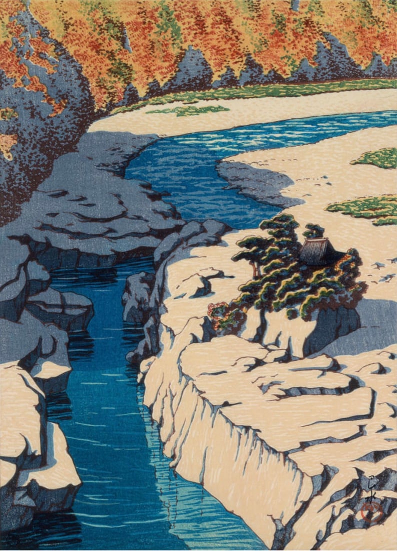 Kawase Hasui (Japanese, 1883-1957) Nezame, Kiso "1925" Print (1 of 5)