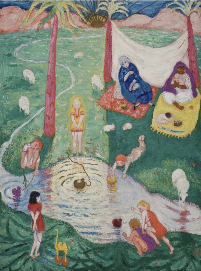 Florine Stettheimer (American, 1871-1944) Easter Picture, "1915" Print: Florine Stettheimer (American, 1871-1944) Easter Picture, "1915" Print. 37.61 x 51.00 inches. Please be aware that all lots in our auctions are sold "AS IS," in accordance with the Terms & Conditions