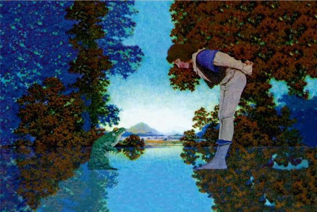 Maxfield Parrish (1870-1966): Maxfield Parrish (1870-1966). Knave and Frog Print. 53.00 x 35.00 inches. Please be aware that all lots in our auctions are sold "AS IS," in accordance with the Terms & Conditions of the Auction. Cond