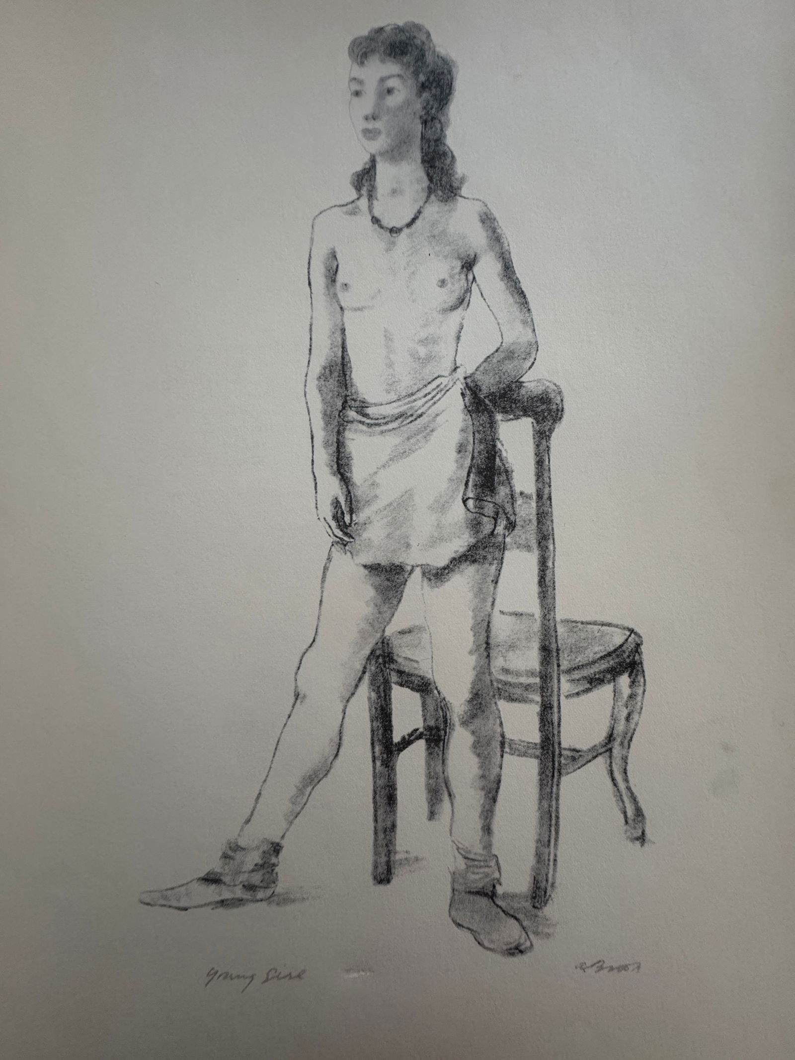 Alexander Brook (American, 1898-1980): Alexander Brook (American, 1898-1980). Young Girl Print. 12.60 x 9.50 inches. Signed in the plate. Printed in 1939. Please be aware that all lots in our auctions are sold "AS IS," in accordance with t