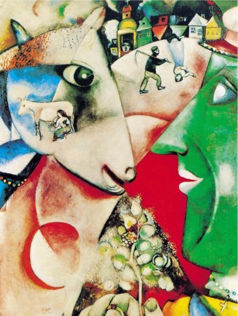 Marc Chagall (French-Russian, 1887-1985): Marc Chagall (French-Russian, 1887-1985). I and the Village, "1911" Print. Please be aware that all lots in our auctions are sold "AS IS," in accordance with the Terms & Conditions of the Auction. Con