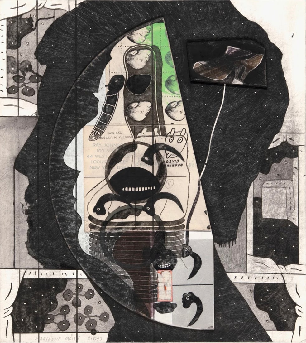 Ray Johnson (American, 1927-1995): Ray Johnson (American, 1927-1995). Double Silhouette, "1993" Print. 9.75 x 11.00 inches. Please be aware that all lots in our auctions are sold "AS IS," in accordance with the Terms & Conditions of th