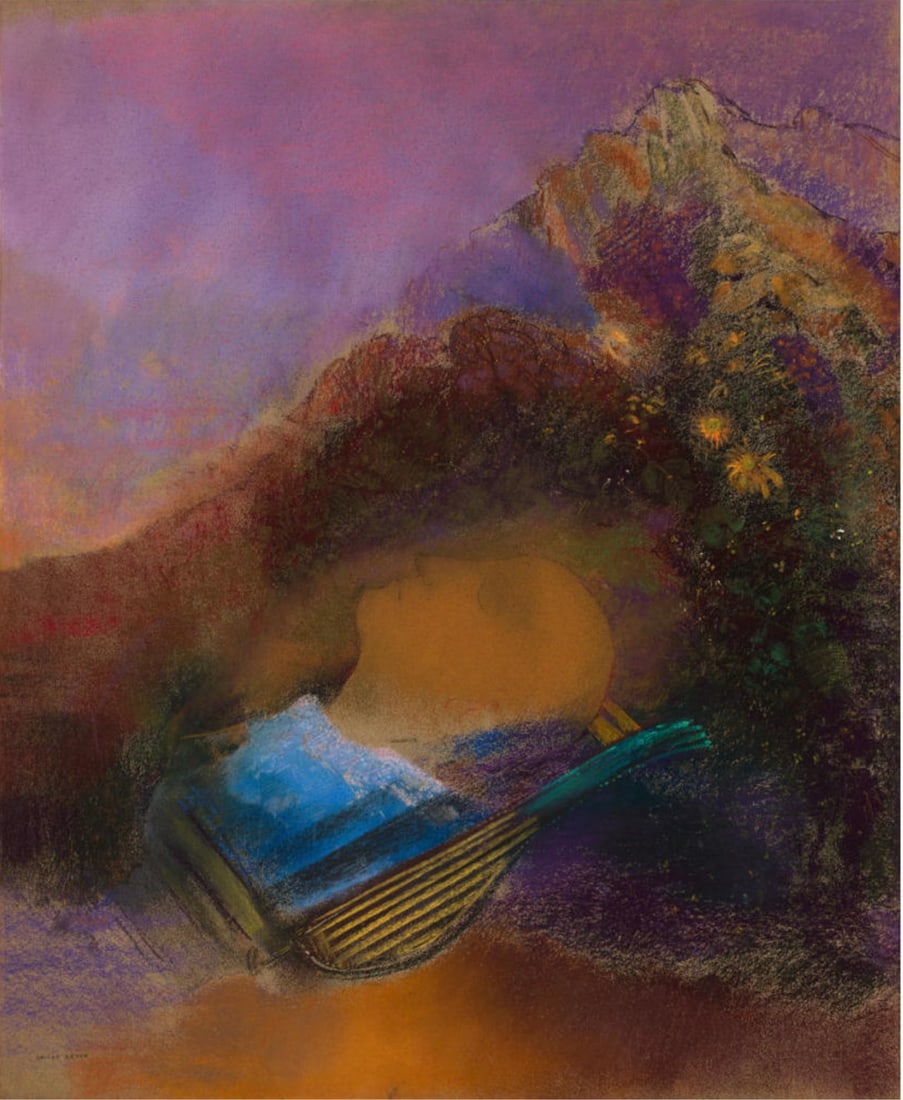 Odilon Redon (French, 1840-1916): Odilon Redon (French, 1840-1916). Orpheus, "1903" Print. 24.50 x 30.00 inches. Plate marked on the bottom left hand side. Please be aware that all lots in our auctions are sold "AS IS," in accordance