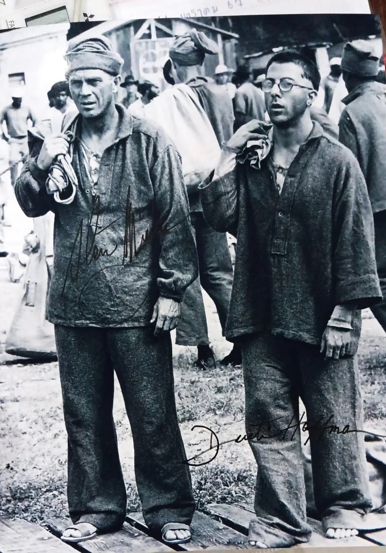 Steve McQueen and Dustin Hoffman Signed Facismile Photo: Steve McQueen and Dustin Hoffman Signed Facismile Photo. Signed in the print. Please be aware that all lots in our auctions are sold "AS IS," in accordance with the Terms & Conditions of the Auction.