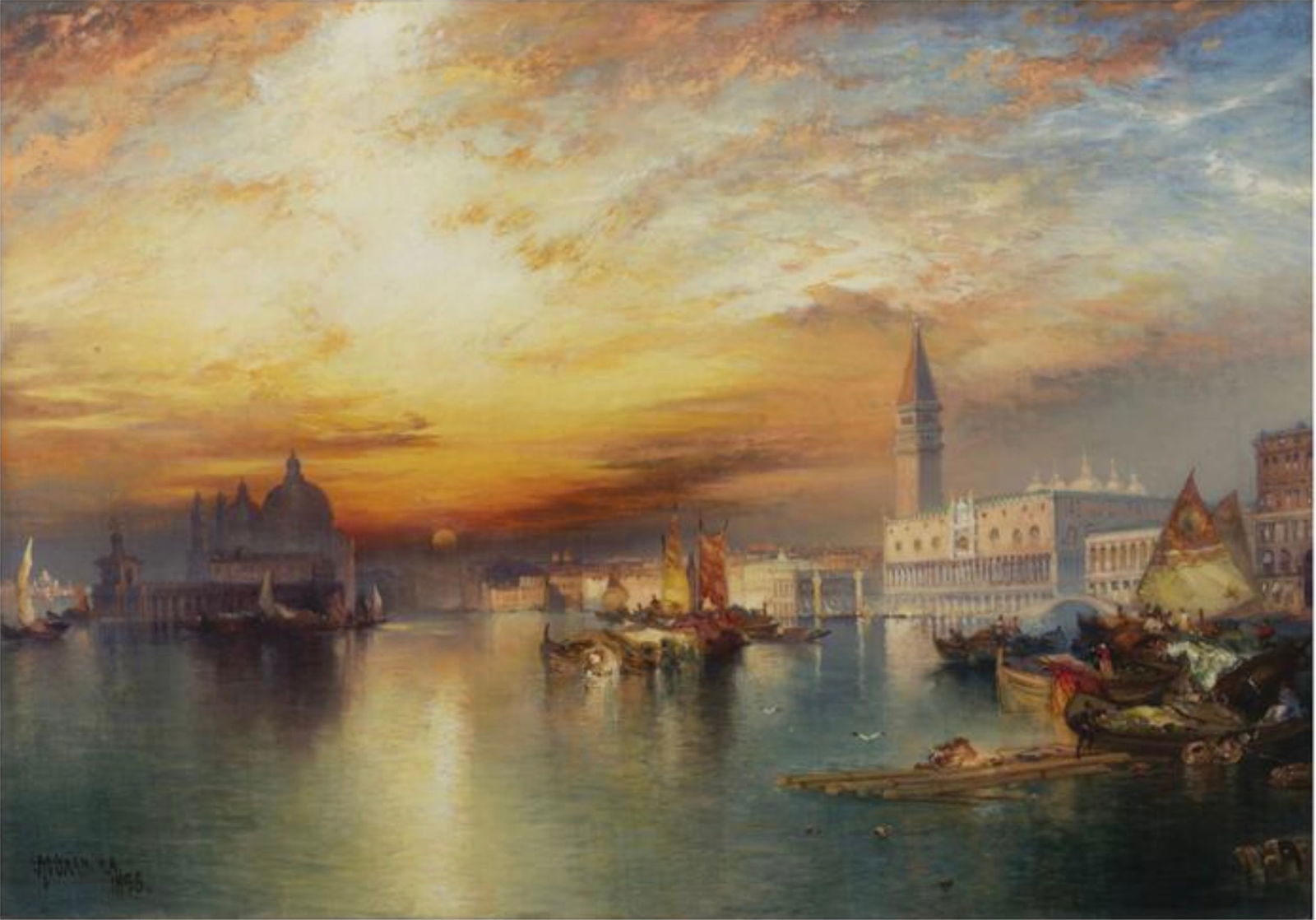Thomas Moran (American, 1837-1926): Thomas Moran (American, 1837-1926). Grand Canal, Venice "1898" Print. 54.00 x 37.50 inches. Please be aware that all lots in our auctions are sold "AS IS," in accordance with the Terms & Conditions of