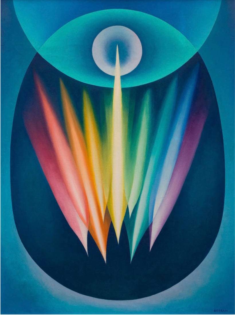 Emil James Bisttram (1895-1976): Emil James Bisttram (1895-1976). Creative Forces, "1936" Print. 29.75 x 39.50 inches. Please be aware that all lots in our auctions are sold "AS IS," in accordance with the Terms & Conditions of the A