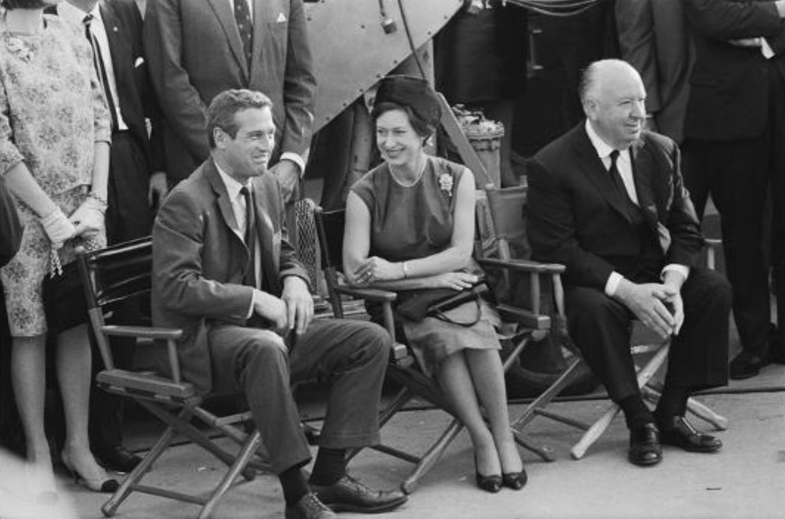 Torn Curtain Set, Paul Newman, Alfred Hitchcock, Princess Margaret: Torn Curtain Set, Paul Newman, Alfred Hitchcock, Princess Margaret. Originally taken in 1966. 35.00 x 23.00 inches. Please be aware that all lots in our auctions are sold "AS IS," in accordance with t