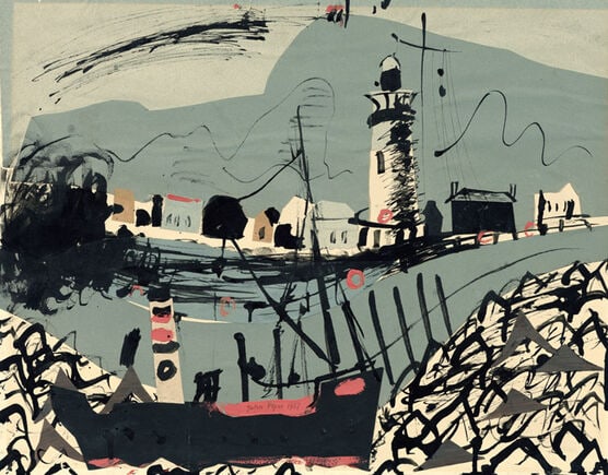 John Piper (British, 1903-1992): John Piper (British, 1903-1992). Newhaven, "1937" Print. 19.50 x 25.00 inches. Please be aware that all lots in our auctions are sold "AS IS," in accordance with the Terms & Conditions of the Auction.