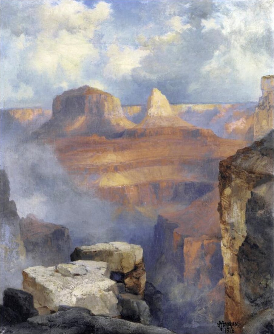 Thomas Moran (American, 1837-1926): Thomas Moran (American, 1837-1926). Grand Canyon Print. 37.75 x 46.25 inches. Please be aware that all lots in our auctions are sold "AS IS," in accordance with the Terms & Conditions of the Auction.