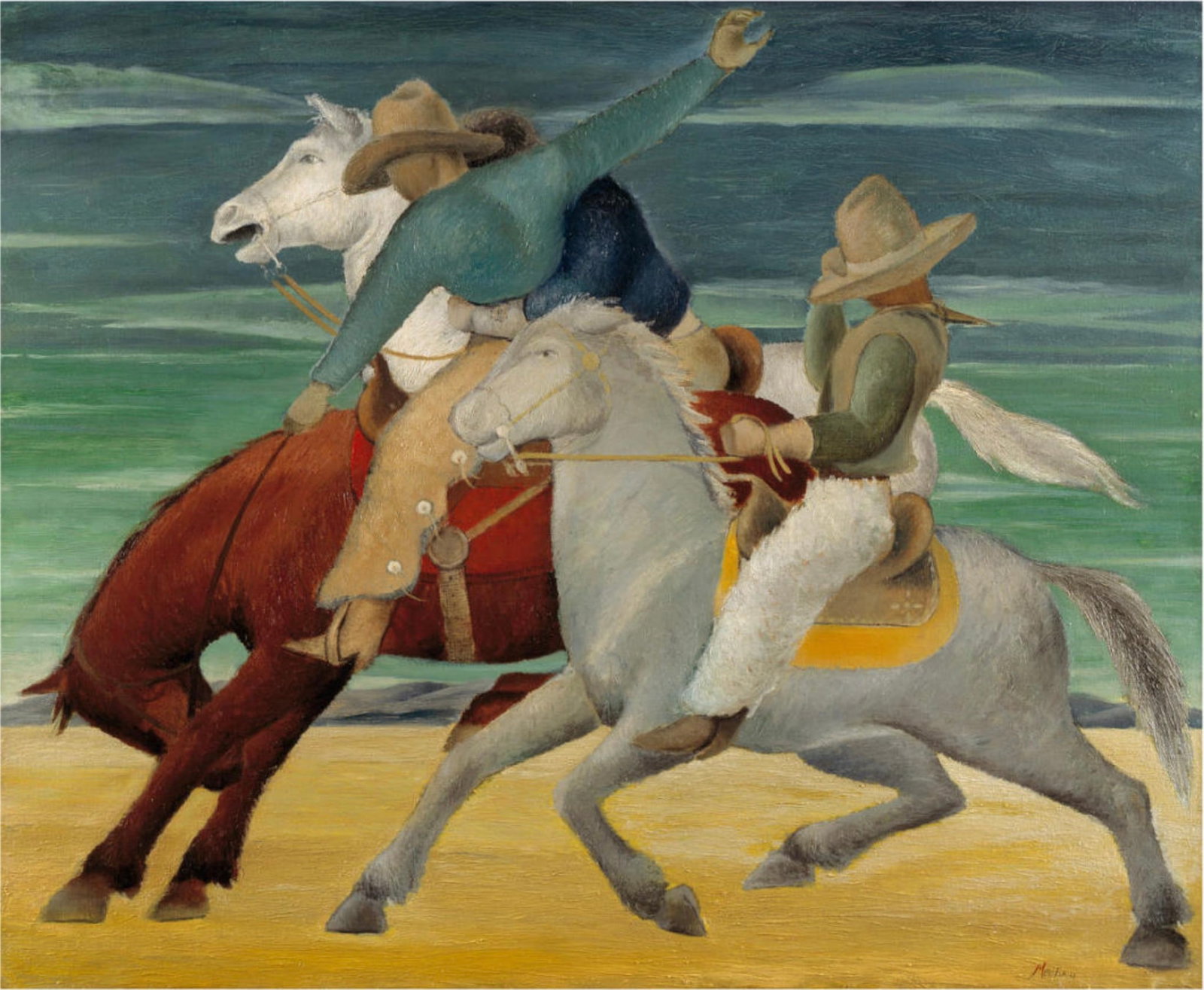 Frank Mechau (American, 1904-1973): Frank Mechau (American, 1904-1973). Roedeo Pickup Man, "1930" Print. 39.85 x 32.65 inches. Please be aware that all lots in our auctions are sold "AS IS," in accordance with the Terms & Conditions of 