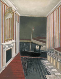 Paul Nash (British, 1889-1946): Paul Nash (British, 1889-1946). Harbour and Room, "1932" Print. 12.40 x 9.50 inches. Please be aware that all lots in our auctions are sold "AS IS," in accordance with the Terms & Conditions of the Au