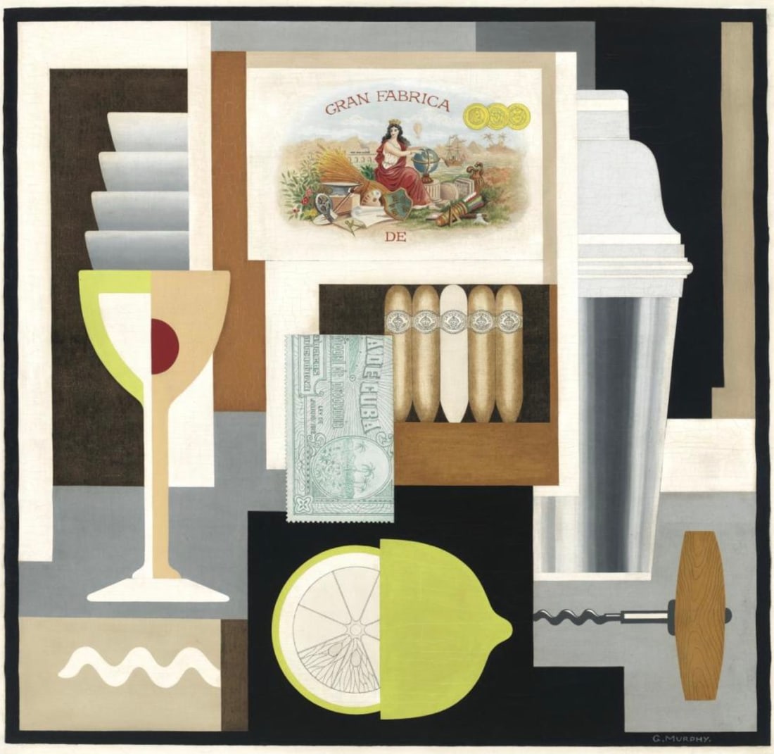 Gerald Murphy (American, 1888-1964): Gerald Murphy (American, 1888-1964). Cocktail, "1927" Print. 29.00 x 29.00 inches. Bonded to fabric. Please be aware that all lots in our auctions are sold "AS IS," in accordance with the Terms & Cond