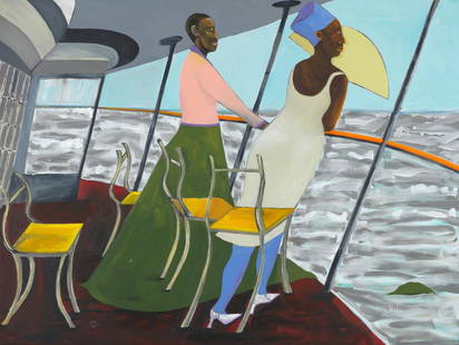 Lubaina Himid (British, b. 1954): Lubaina Himid (British, b. 1954). HMS Calcutta, "2021" Print. 23.50 x 31.25 inches. Please be aware that all lots in our auctions are sold "AS IS," in accordance with the Terms & Conditions of the Auc