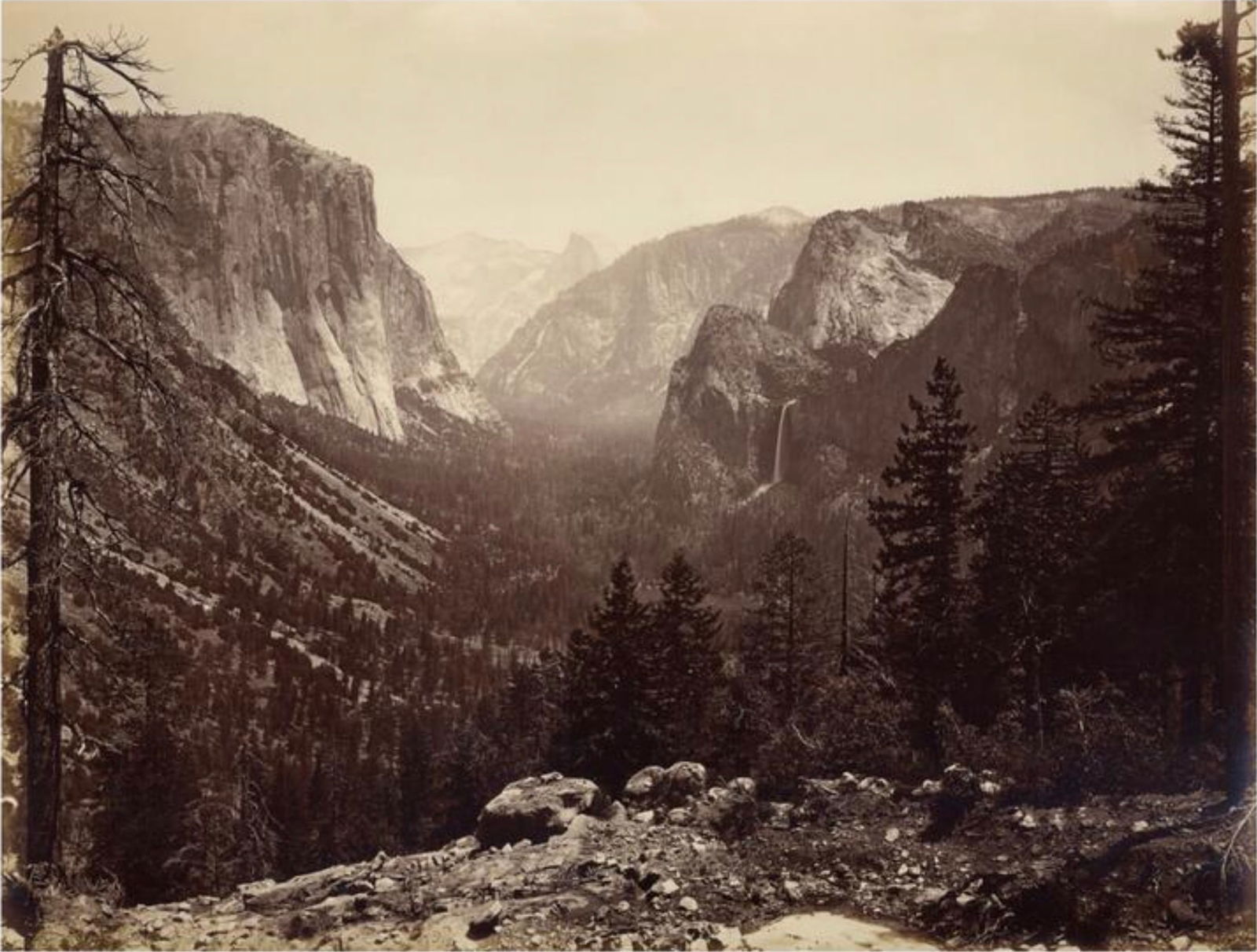 Carleton E. Watkins (American, 1829-1916): Carleton E. Watkins (American, 1829-1916). Yosemite Valley, Inspiration Point, "1861" Print. 25.00 x 19.50 inches. Please be aware that all lots in our auctions are sold "AS IS," in accordance with th