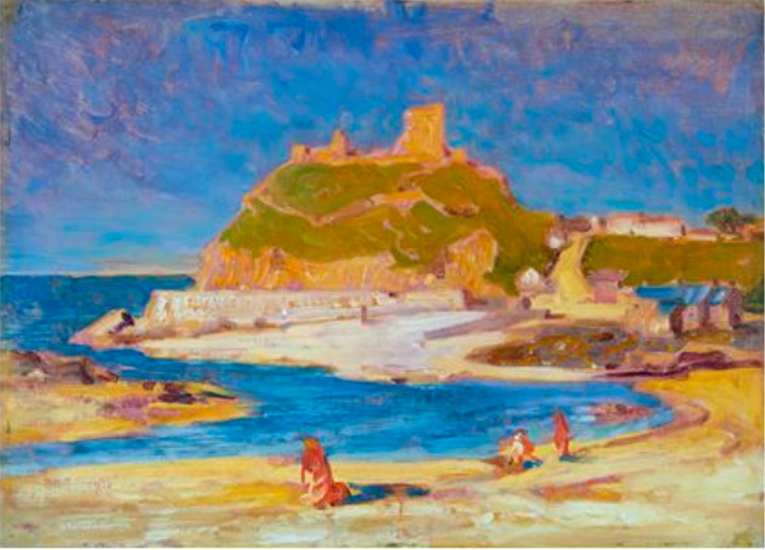 Christopher Williams (British, 1873-1934): Christopher Williams (British, 1873-1934). Criccieth Castle Print. 38.50 x 28.00 inches. Please be aware that all lots in our auctions are sold "AS IS," in accordance with the Terms & Conditions of th