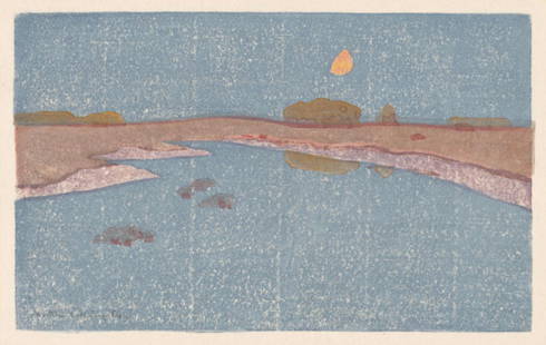 Arthur Wesley Dow (American, 1857-1922): Arthur Wesley Dow (American, 1857-1922). Marsh Creek, "1914" Print. 15.50 x 10.00 inches. Bonded to fabric. Please be aware that all lots in our auctions are sold "AS IS," in accordance with the Terms