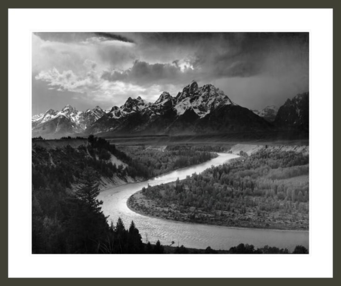 Ansel Adams (American, 1902-1984) Print: Ansel Adams (American, 1902-1984) Print. The Tetons and the Snake River, "1942" Print. 32.25 x 26.00 inches (image), 39.75 x 33.25 inches (framed). Please be aware that all lots in our auctions are so