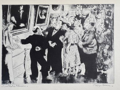 Peggy Bacon (American, 1895-1987) Print: Peggy Bacon (American, 1895-1987) Print. Esthetic Pleasure Print. All markings done in the plate. Signed, dated, and titled in the plate. 9.00 x 12.00 inches. Printed in 1939. Please be aware that