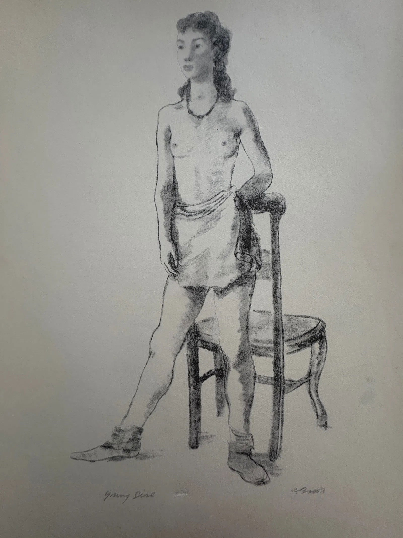 Alexander Brook (American, 1898-1980) Print: Alexander Brook (American, 1898-1980). Young Girl Print. 12.60 x 9.50 inches. Signed in the plate. Printed in 1939. Please be aware that all lots in our auctions are sold "AS IS," in accordance with t