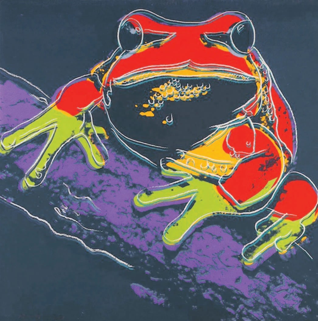 Andy Warhol (American, 1928-1987) Pine Barrens Tree Frog Silkscreen: Andy Warhol (American, 1928-1987) Pine Barrens Tree Frog, "1983" Silkscreen. Endangered Species Portfolio. 38.00 x 38.00 inches. Correct stamping on backside, with blindstamp. Please be aware that all