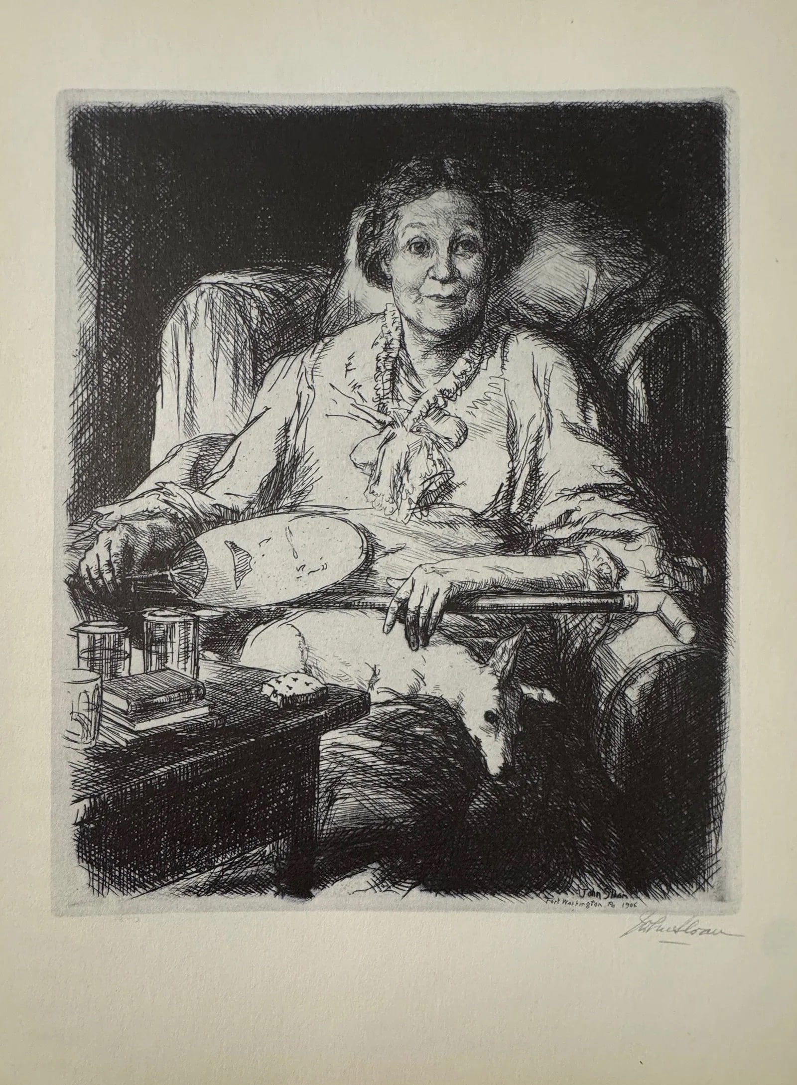 John Sloan (American, 1871-1951) Print: John Sloan (American, 1871-1951). Mother Print.12.60 x 9.50 inches. Signed in the plate. Printed in 1939. Please be aware that all lots in our auctions are sold "AS IS," in accordance with the Terms &