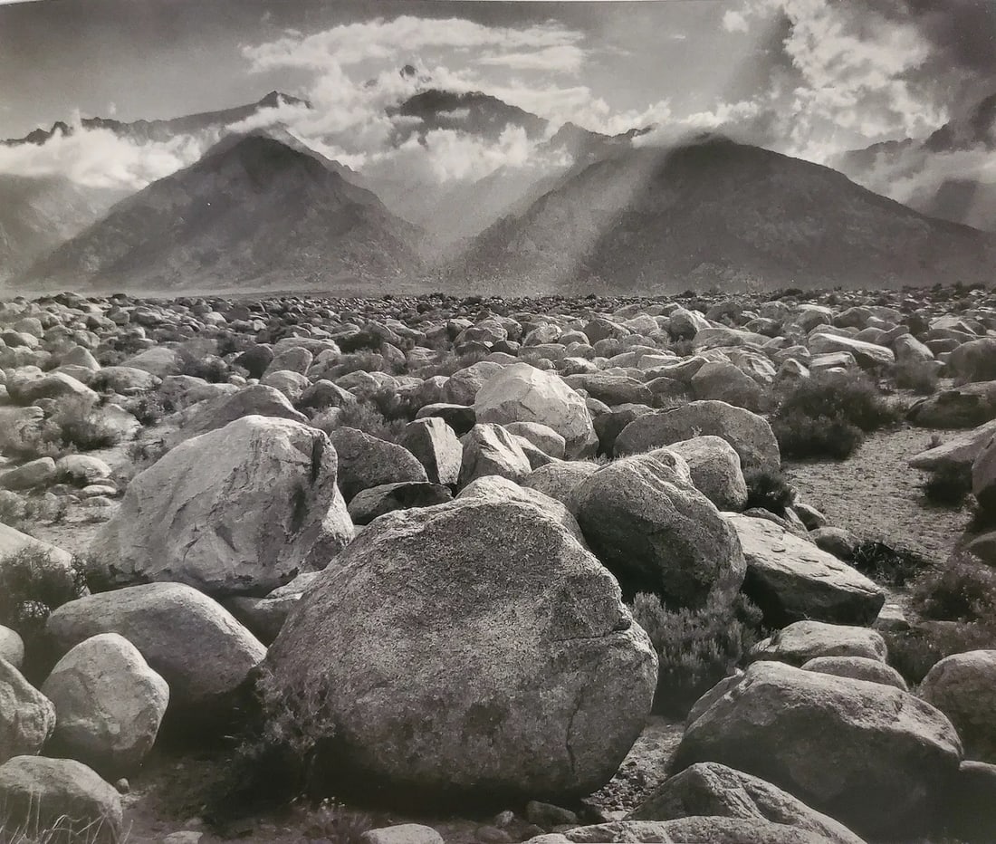 Ansel Adams (American, 1902-1984) Print: Ansel Adams (American, 1902-1984) Print. Mount Williamson, Sierra Nevada, from Manzanar, California, "1944". Printed in 2007, Italy. 7.00 x 6.00 inches. Please be aware that all lots in our auctions a