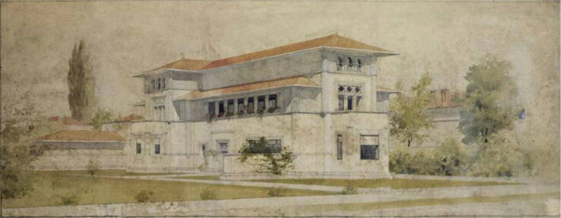 Frank Lloyd Wright (American, 1867-1959) Blueprint Print: Frank Lloyd Wright (American, 1867-1959) Blueprint Print. Isidore Heller House, Chicago, Illinois, "1896". Bonded to fabric. 55.75 x 22.50 inches. Please be aware that all lots in our auctions are sol