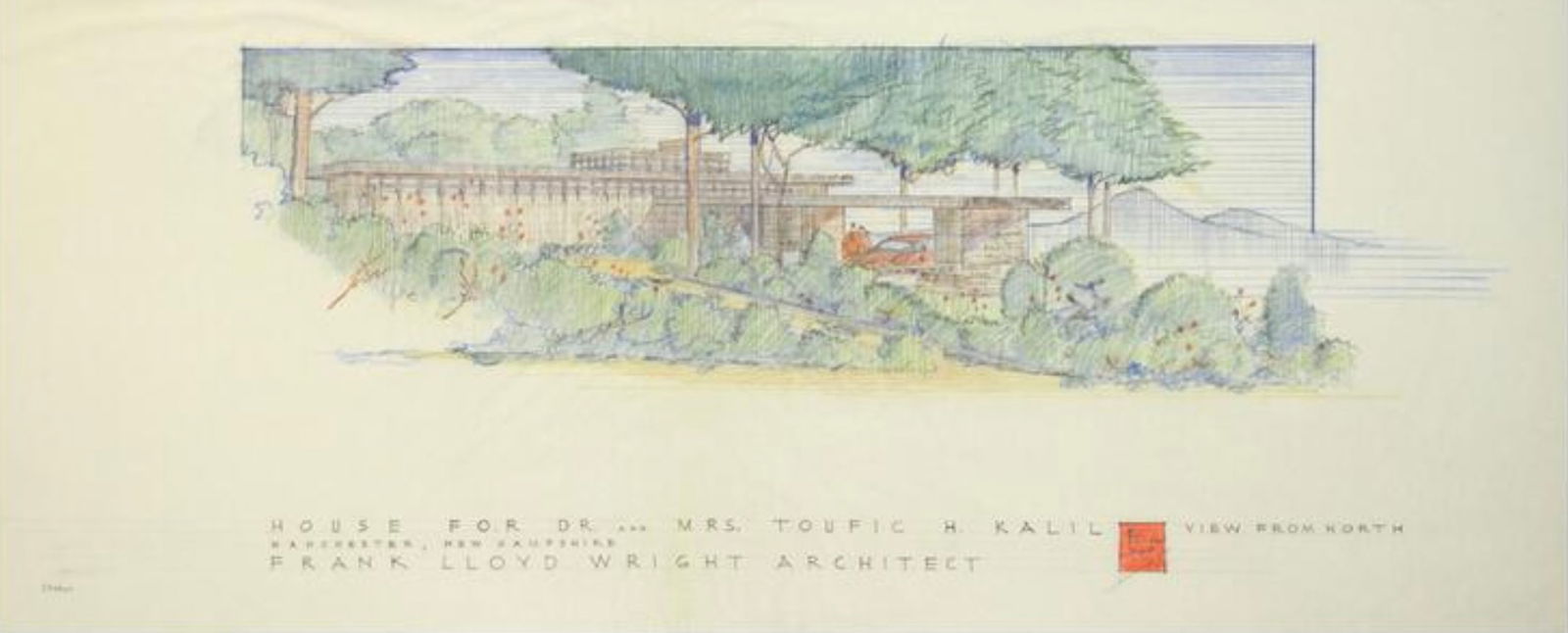 Frank Lloyd Wright (American, 1867-1959) Blueprint Print: Frank Lloyd Wright (American, 1867-1959) Blueprint Print. Toufic Kalil House. 37.50 x 15.20 inches. Bonded to fabric. 47.50 x 37.85 inches. Please be aware that all lots in our auctions are sold "AS I