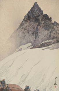 Hiroshi Yoshida (Japanese, 1876-1950). Print.: Hiroshi Yoshida (Japanese, 1876-1950). Yariga Mountain, "1926" Print. 17.00 x 25.50 Inches. Please be aware that all lots in our auctions are sold "AS IS," in accordance with the Terms & Conditions of