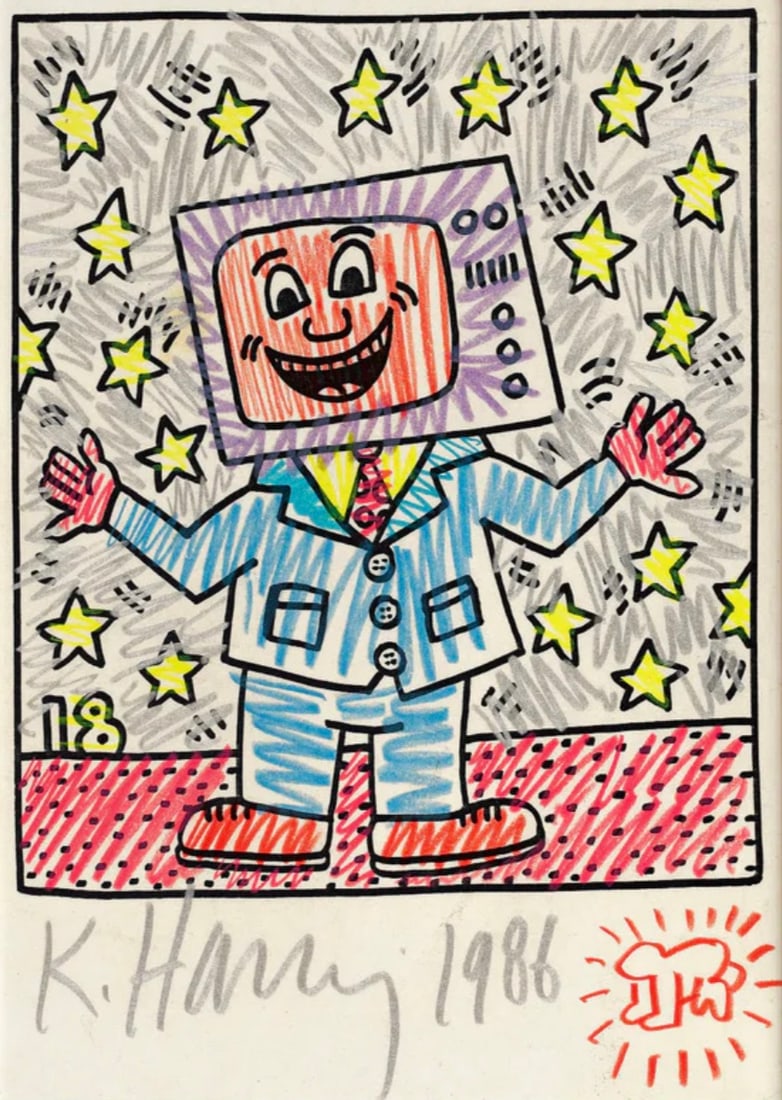 Keith Haring (American, 1958-1990) Print: Keith Haring (American, 1958-1990) Print. "1986". 23.50 x 34.00 inches. Backed. Please be aware that all lots in our auctions are sold "AS IS," in accordance with the Terms & Conditions of the Auction