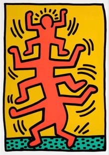Keith Haring (American, 1958-1990) Print: Keith Haring (American, 1958-1990) Print. Untitled. 23.00 x 35.50 inches. Backed. Please be aware that all lots in our auctions are sold "AS IS," in accordance with the Terms & Conditions of the Aucti