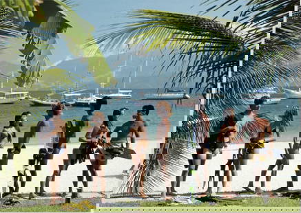 Slim Aarons (American, 1916-2006) Print: Slim Aarons (American, 1916-2006) Print. Portogallo Beach, "1988". 40.00 x 60.00 inches. Please be aware that all lots in our auctions are sold "AS IS," in accordance with the Terms & Conditions of th