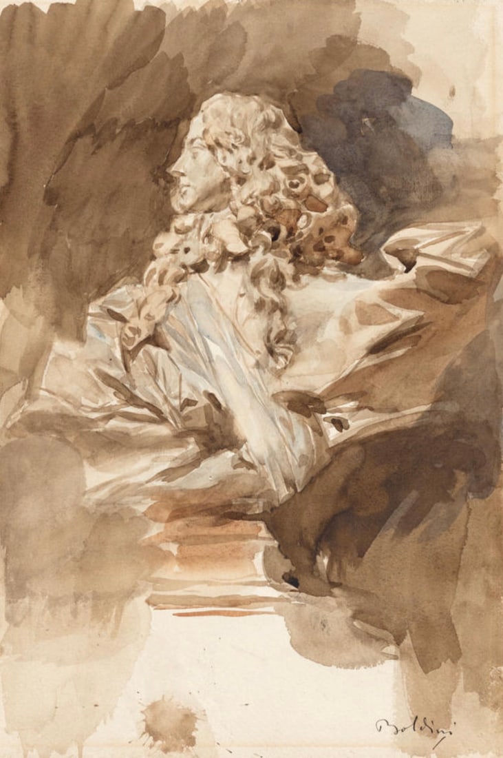 Giovanni Boldini (Italian, 1842-1931) Print: Giovanni Boldini (Italian, 1842-1931) Print. Bust of Francesco I D'Este, "1900". Not hand signed. 18.75 x 28.00 inches. Bonded to fabric. Please be aware that all lots in our auctions are sold "AS IS,