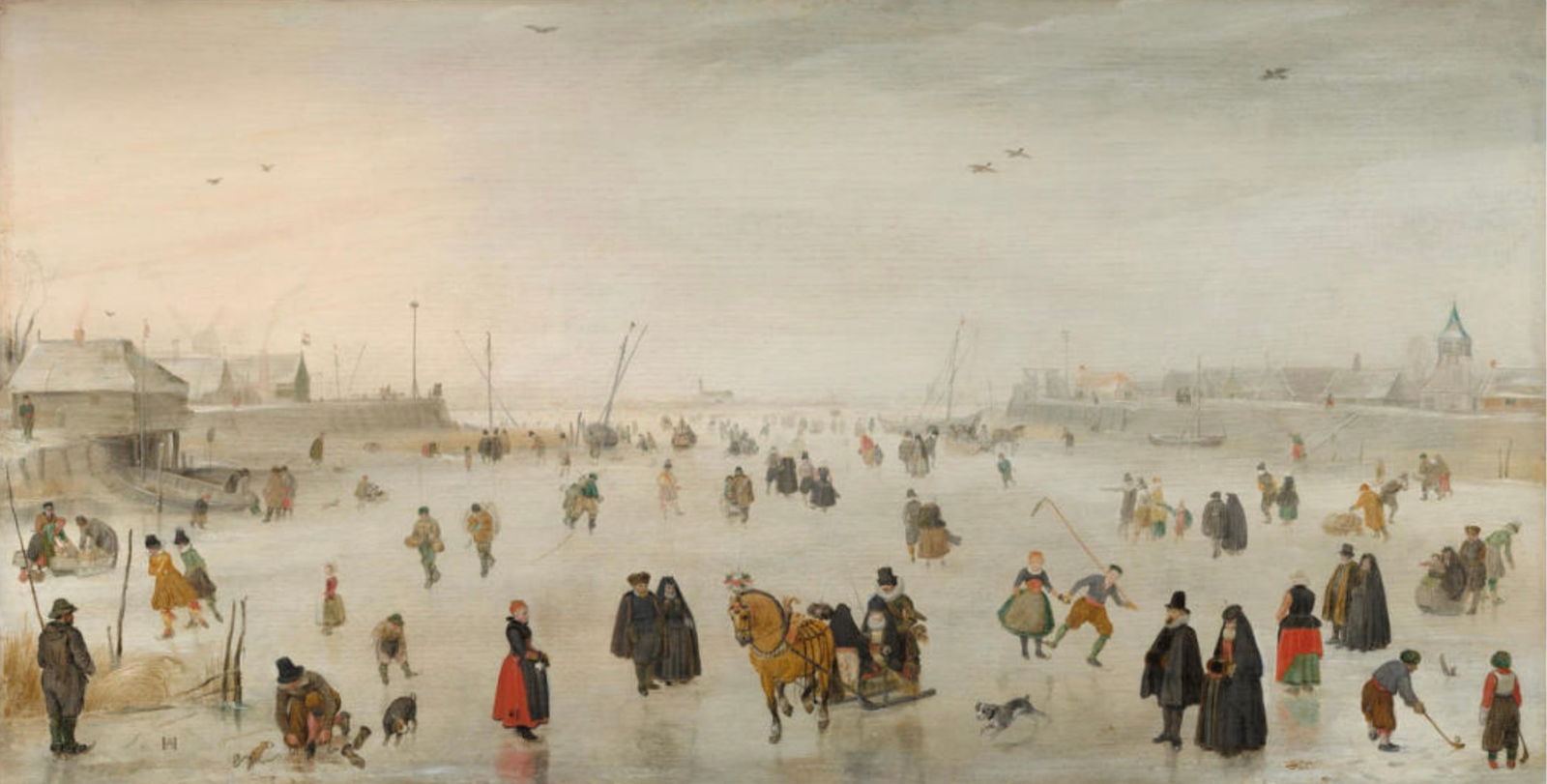 Hendrick Avercamp (Dutch, 1585-1634) Print: Hendrick Avercamp (Dutch, 1585-1634) Print. A Scene on the Ice, "1625". 28.00 x 15.00 inches. Please be aware that all lots in our auctions are sold "AS IS," in accordance with the Terms & Conditions
